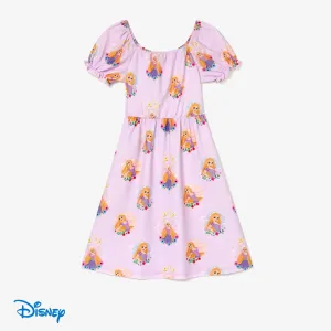 Disney princess Mom and me Rapunzel Floral pattern Puff sleeve dress #1321922