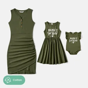 Mommy and Me 95% Cotton Sleeveless Dresses #807924