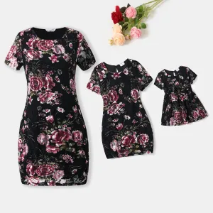 Mommy and Me Flora Print Short-sleeves Dresses #1095147