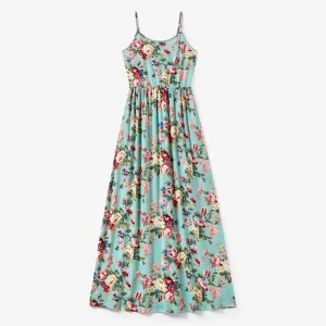 Mommy and Me Floral Elastic Waist Strap Maxi Dress with Pockets #1331726