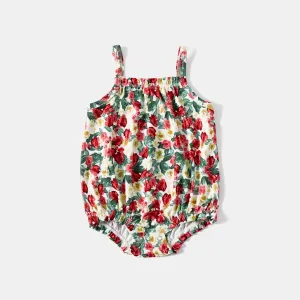 Mommy and Me Floral Print Ruched Side Slip Dresses #915147