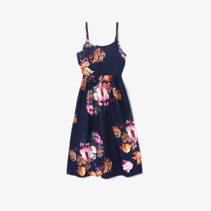 Mommy and Me Large Floral Elastic Waist Maxi Strap Dresses #1329379