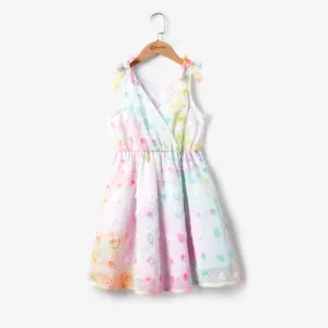 Mommy and Me Swiss Dot Tie-Dye Multi-Color Dresses