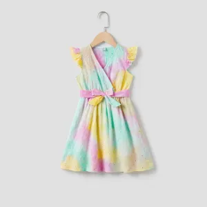 Mommy and Me Tie-Dyed Embroidered Cotton Dress with Hidden Snap