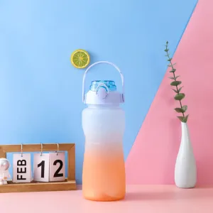 2000ML/67.64OZ Gradient Frosted Straw Water Bottle Large Capacity Adult Sports Bottle Outdoor Portable Water Cup #204482