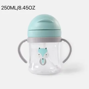 250ML/8.45OZ Kids Straw Water Bottle Fall-proof and Leak-proof Water Cup with Handle Easy Use for Kindergarten Toddler Straw Trainer Cup #220583