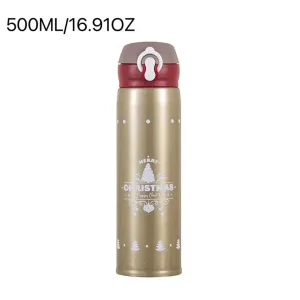 500ML/16.91OZ Christmas Stainless Steel Thermos Compact Water Bottle Christmas Gift Thermo Mug #807045