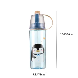 600ML/20.3oz Plastic Water Bottle, Spray Head Anti Leak Water Bottle for Both Outdoor Uses, Sports, School, Working #1051517
