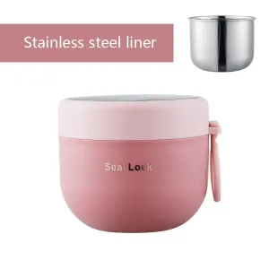 Breakfast Cup 304 Stainless Steel Soup Cup Student Breakfast Cup Milk Cup Outdoor Office Salad Portable Soup Porridge Soup Pot Stainless Steel Green ( #1047737