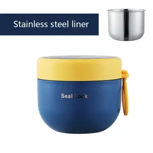 Breakfast Cup 304 Stainless Steel Soup Cup Student Breakfast Cup Milk Cup Outdoor Office Salad Portable Soup Porridge Soup Pot Stainless Steel Green ( #1047739