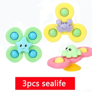 3-pack Baby Bath Spinner Toy with Rotating Suction Cup Spinning Top Toy Animal Spin Sucker Baby Bath Toys Dining Chairs Toys Windmill #1058127