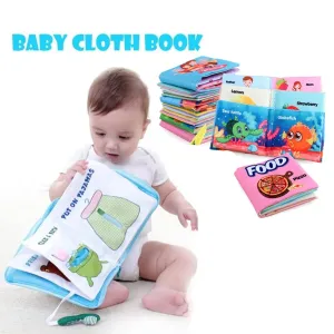 Baby Soft Cloth Book Family Animal Food Ocean World Cognition Early Education Toys Montessori Teaching Toy #806325