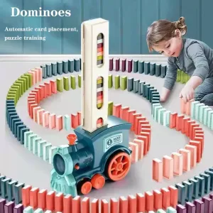 Kids Electric Domino Train Set with Simulate Train Sound Domino Building and Stacking Toy  Educational DIY Toy Gift (Electric train and dominoes need #199919
