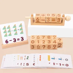 Wooden Reading Blocks Spelling Games Montessori Spinning Alphabet Math Calculation Learning Toy for Preschool Boys Girls #230517