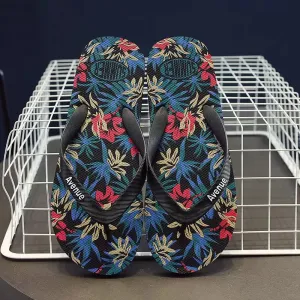 Men's Flip Flop Sandal Floral Plant Pattern Casual Non-slip Fashion Flat Slides #230240
