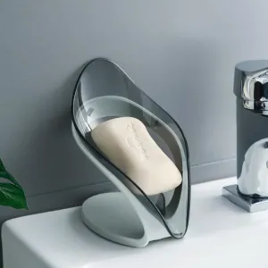 Creative Leaf Shape Soap Holder with Suction Cup Not Punched Soap Box Tray Self Draining to Keep Soap Dry Easy to Clean #204376