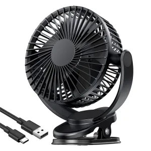 Small Clip on Fan, 3 Speeds USB Fan with 720Â° Rotation, Strong Airflow, Ultra Quiet Operation for Office Dorm Bedroom Stroller #1059105