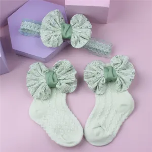 2Pcs Baby / Toddler Bow Headband & Socks Set #881938