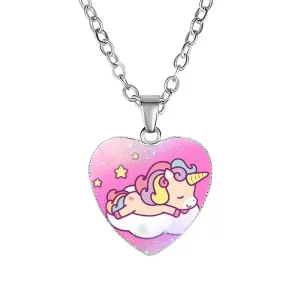Unicorn Necklace Heart Pendant Jewelry for Girls #194974