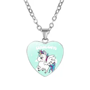 Unicorn Necklace Heart Pendant Jewelry for Girls #194976