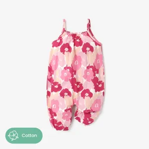100% Cotton Baby Girl All Over Floral Print Cami Jumpsuit #784119
