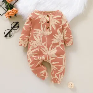 100% Cotton Graphic/Floral Print Baby Long-sleeve Jumpsuit #193266