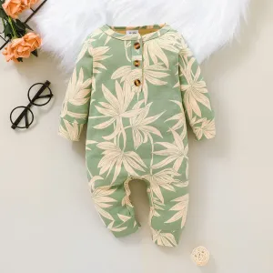 100% Cotton Graphic/Floral Print Baby Long-sleeve Jumpsuit #193271