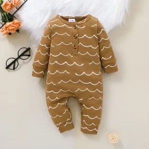 100% Cotton Graphic/Floral Print Baby Long-sleeve Jumpsuit #193273