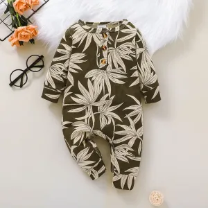 100% Cotton Graphic/Floral Print Baby Long-sleeve Jumpsuit #193283