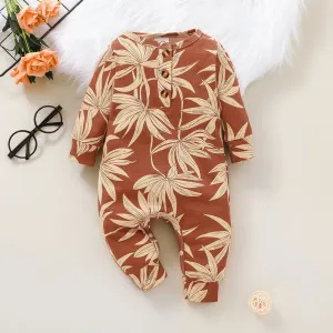 100% Cotton Graphic/Floral Print Baby Long-sleeve Jumpsuit #193286