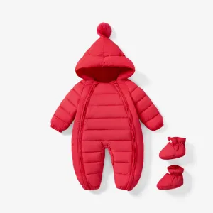 2PCS/1PCS Baby Boy/Girl Childlike Christmas Hooded Jumpsuit and Shoes Set #1170277