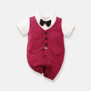 2pcs Baby Boy Cotton Classic Stripe Short Sleeve Lapel Jumpsuit #1315749