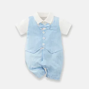 2pcs Baby Boy Cotton Classic Stripe Short Sleeve Lapel Jumpsuit #1315754