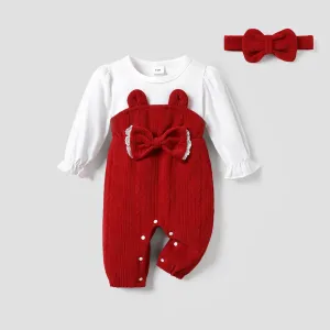 2pcs Baby Girl Sweet Cotton Long Sleeve Jumpsuit Set #1067511