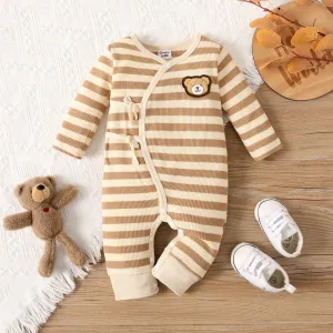 95%Cotton Baby Boy/Girl Bandage Solid Color Bear Long-sleeved Jumpsuit #1058945