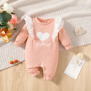 95%Cotton Baby Girl Casual Flutter Long Sleeve Jumpsuit #1057415