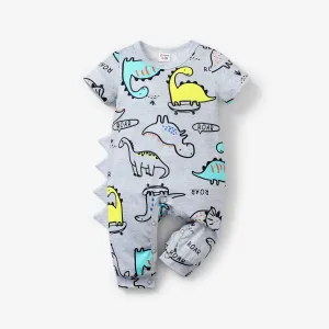 Baby Boy Casual Animal Dinosuar Pattern Short-sleeve Jumpsuit #1318461