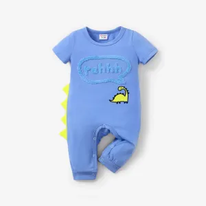 Baby Boy Casual Animal Dinosuar Pattern Short-sleeve Jumpsuit #1318465