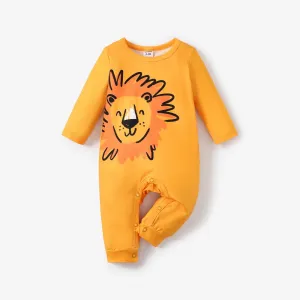 Baby Boy/Girl  Childlike Animal Print Button Long Sleeves Jumpsuit #1103730