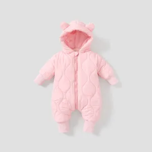 Baby Boy/Girl 3D Ear Design Textured Cotton-Padded Hooded Jumpsuit #1068724
