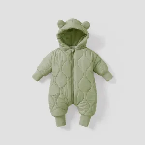 Baby Boy/Girl 3D Ear Design Textured Cotton-Padded Hooded Jumpsuit #1068730