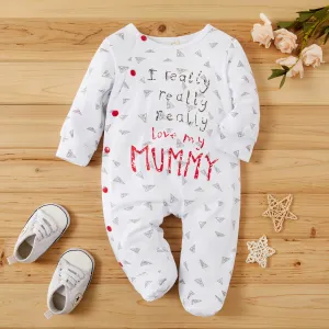 Baby Boy/Girl 95% Cotton Long-sleeve Footed Letter Print Jumpsuit #188082