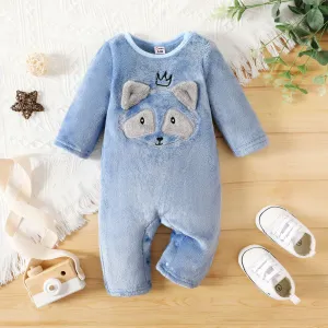 Baby Boy/Girl Animal Embroidered 3D Ears Detail Long-sleeve Fuzzy Jumpsuit #212927