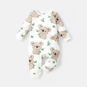 Baby Boy/Girl Cotton Long-sleeve Allover Koala Print Jumpsuit #220339