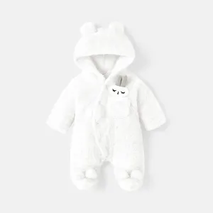 Baby Boy/Girl Rabbit Ears Detail Thickened Thermal Hooded Footed Jumpsuit #234022