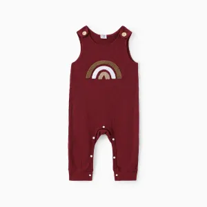 Baby Boy/Girl Rainbow Embroidered Waffle Tank Jumpsuit