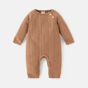 Baby Boy/Girl Solid Cable Knit Long-sleeve Jumpsuit #217862