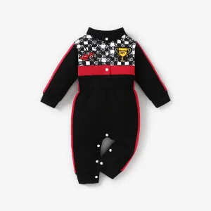 Baby Boy/Girl Sporty Grid Long Sleeve Jumpsuit