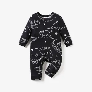 Baby Boy/Girl Childlike Dinosaur Pattern Long Sleeve Round Neck Jumpsuit #1063969