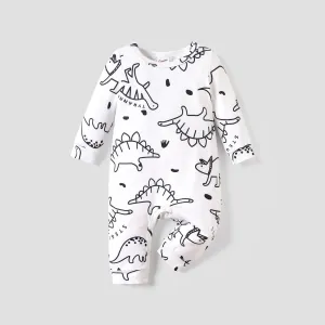 Baby Boy/Girl Childlike Dinosaur Pattern Long Sleeve Round Neck Jumpsuit #1063978